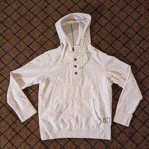 American Eagle Henley Button Pullover Hoodie Sz Large VTG Y2K Skater White Thick